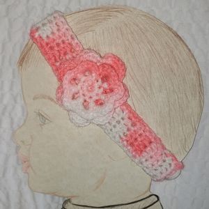 Handmade Crochet Baby Girl Flower Headband Tie Dye